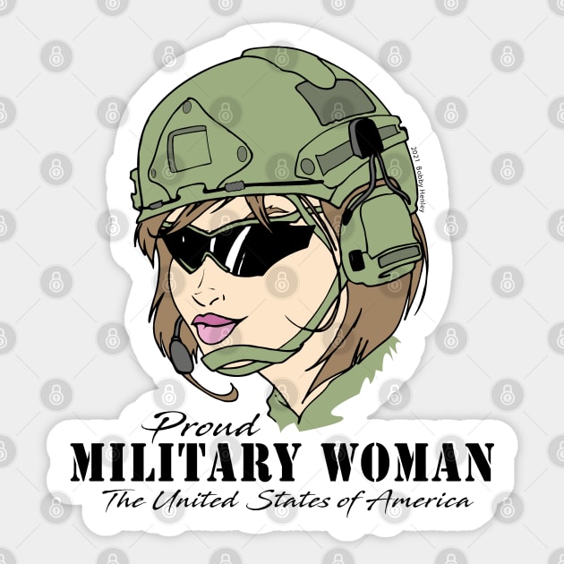 Proud Military Woman V1  (light tees) Sticker by Illustratorator